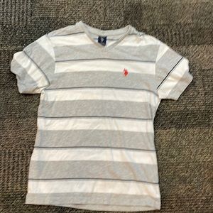 US Polo Assn men’s small Gray and Black Line Design Short Sleeve Shirt